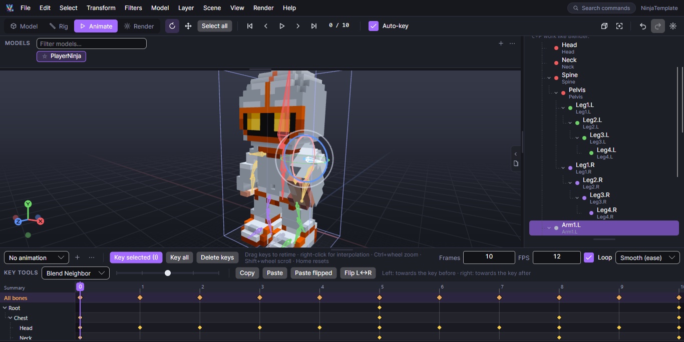 VoxelCdx animation timeline
